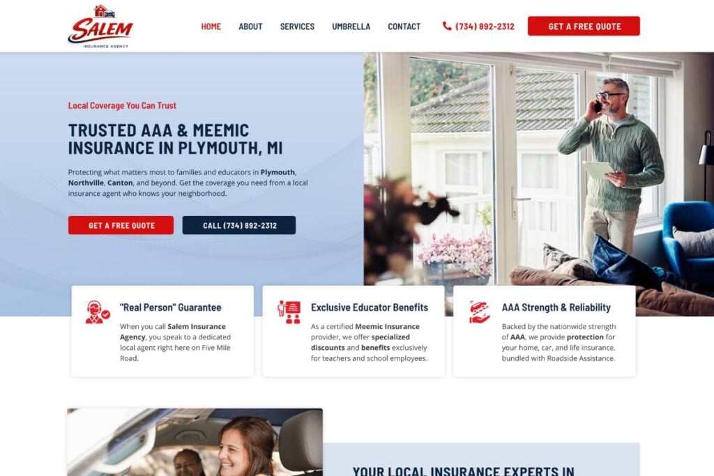 Website Screenshot Salem Insurance