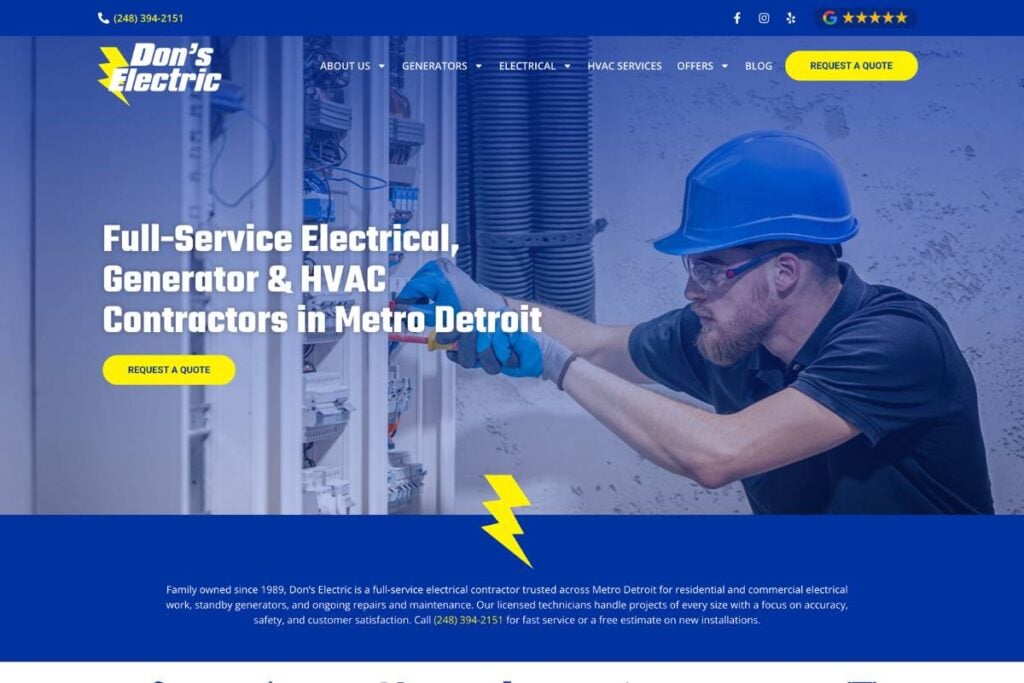 Don's Electric Website Screenshot