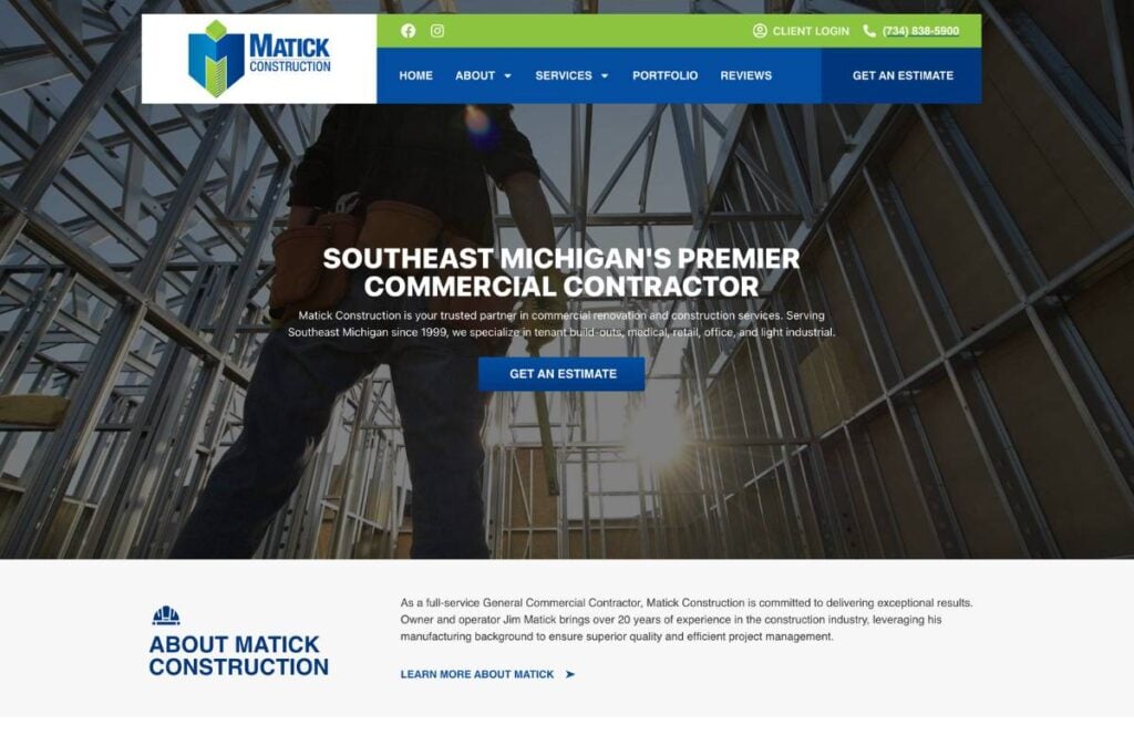 Matick Construction Website Screenshot